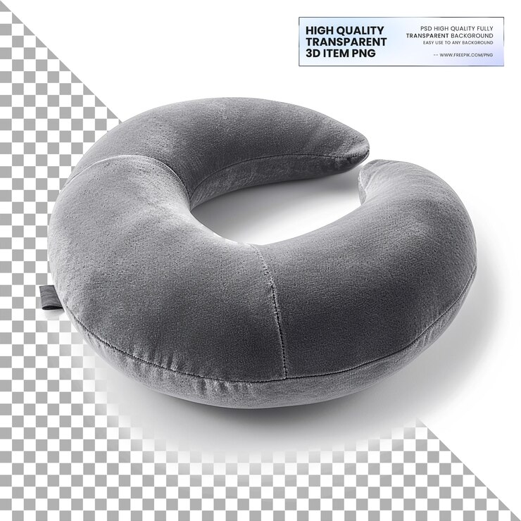 PSD almohada de viaje una almohada de espuma de memoria para la comodidad sobre un fondo transparente