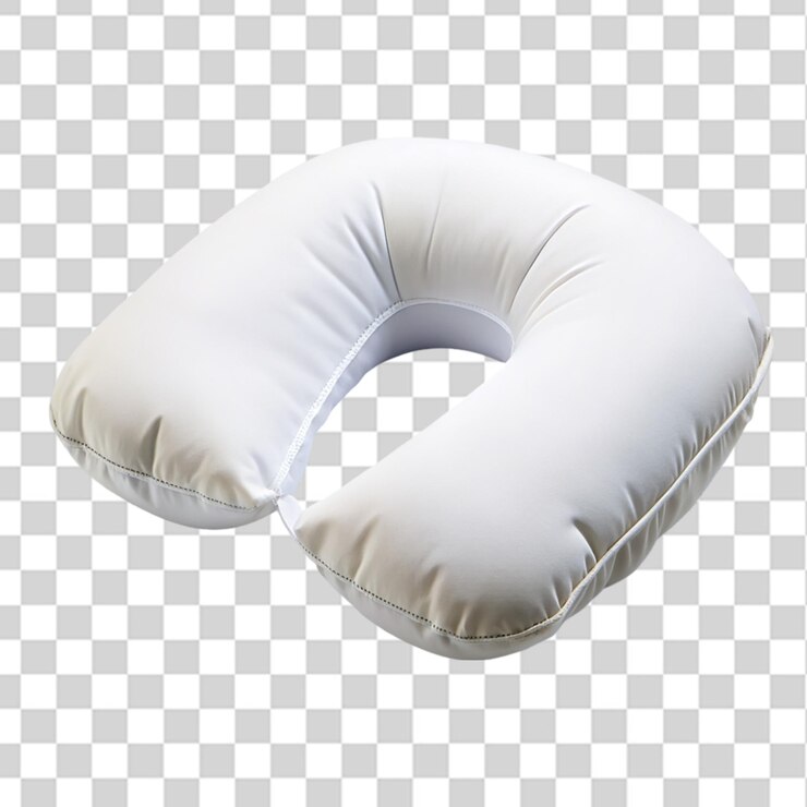 PSD almohada de viaje inflable blanca aislada sobre un fondo transparente