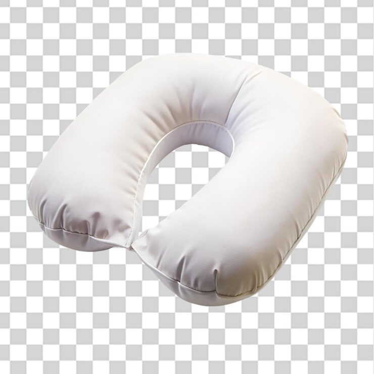 PSD almohada de viaje inflable blanca aislada sobre un fondo transparente