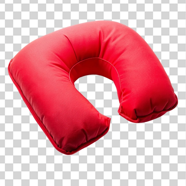 PSD almohada de viaje inflable roja aislada sobre un fondo transparente
