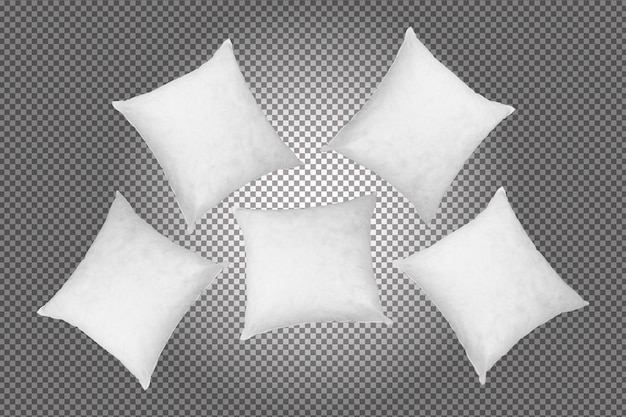 Almohadas blancas aisladas en blanco