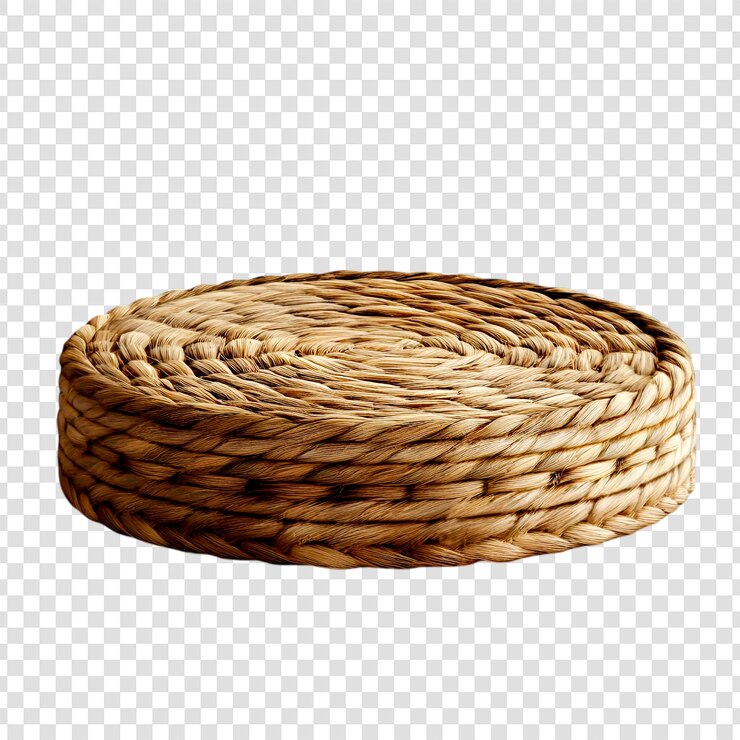 PSD almohadilla redonda de paja tejida con textura de fibra natural para la decoración del hogar