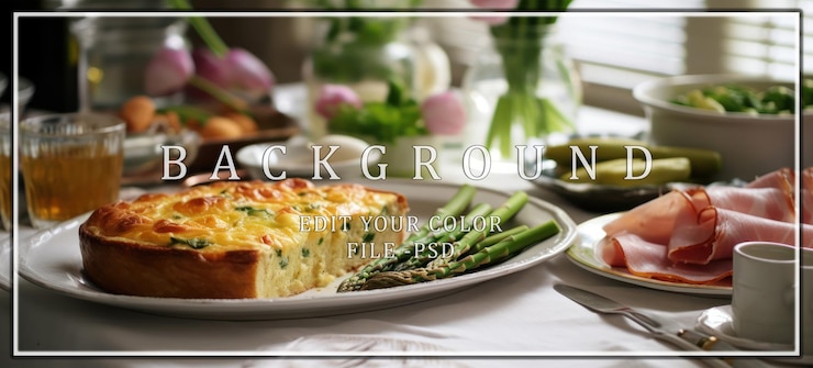 PSD un almuerzo de primavera con quiche de espárragos y jamón