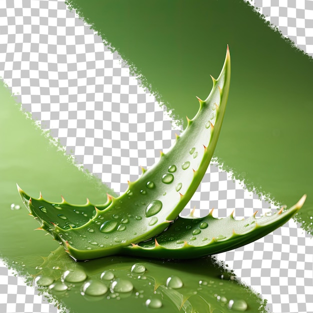 PSD l'aloe vera sur un fond transparent apaise les brûlures et les éclaboussures traite l'acné et hydrate la peau