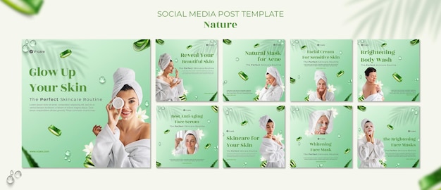 PSD aloe vera naturkosmetik social media post template design