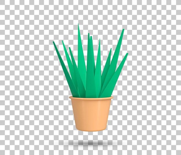 PSD aloe vera tree in pot 3d icon aloevera green plant con pot plant clipart para decoración de interiores