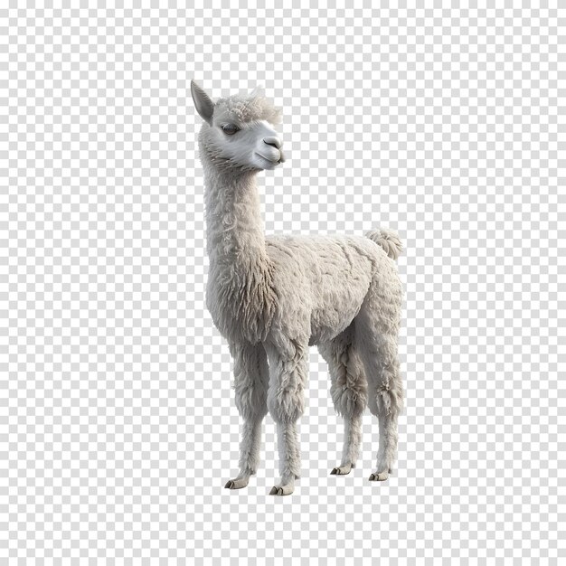Alpaca aislada sobre un fondo transparente