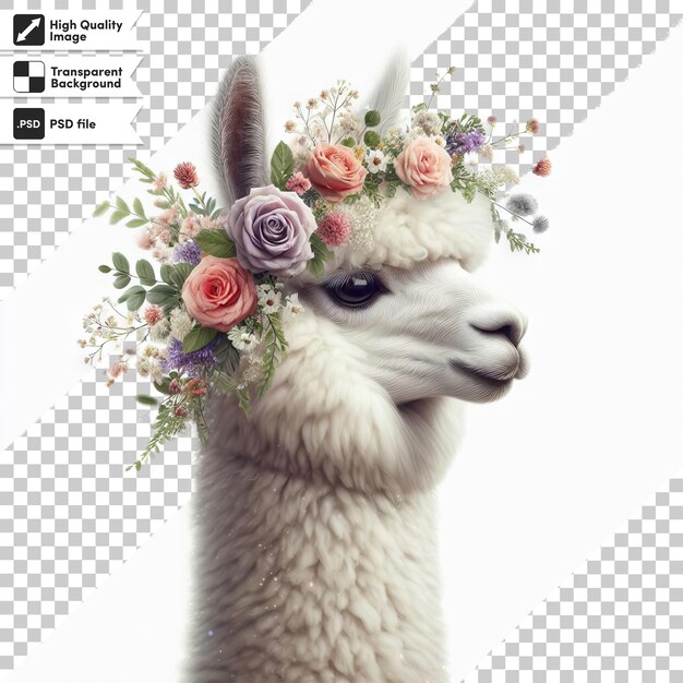 Alpaca PSD en fondo transparente con capa de máscara editable