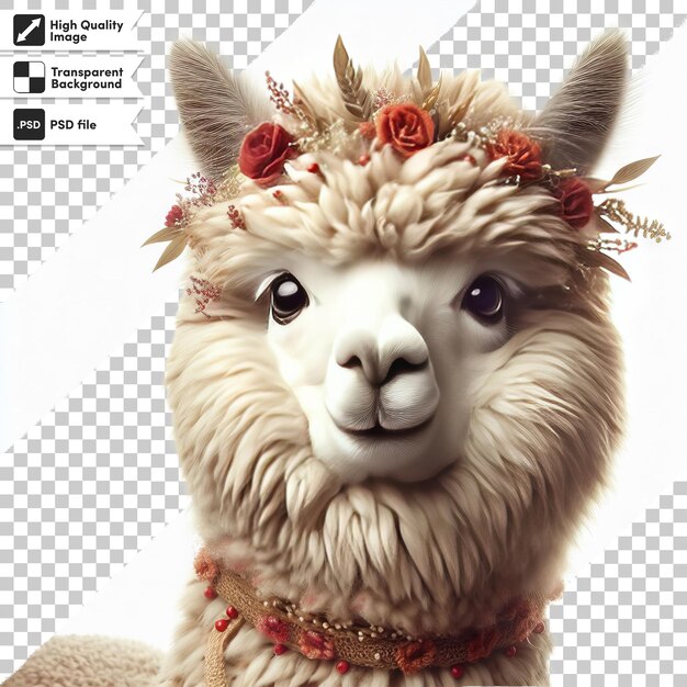 Alpaca PSD en fondo transparente con capa de máscara editable