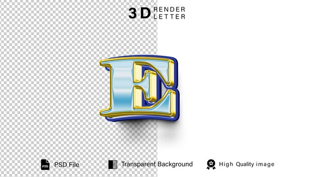 Alphabet 3D Buchstabe E blaue Lichtfarbe isoliert auf durchsichtigem Hintergrund