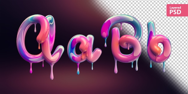 Alphabet 3D avec fusion de peinture colorée. Lettres A a B b.