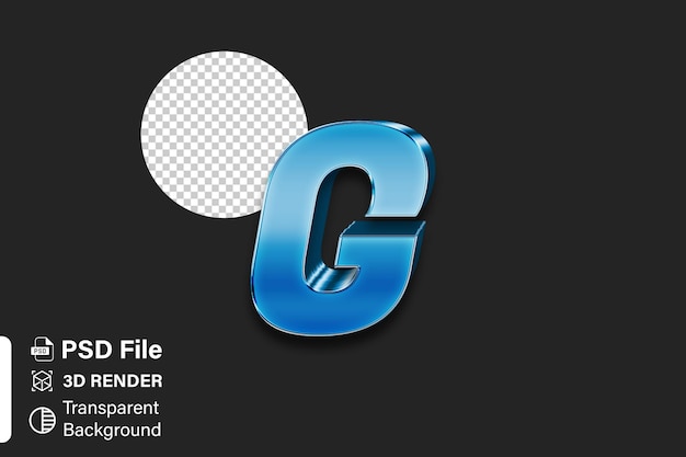 Alphabet 3D lettre G Gradient bleu vif isolé sur fond transparent