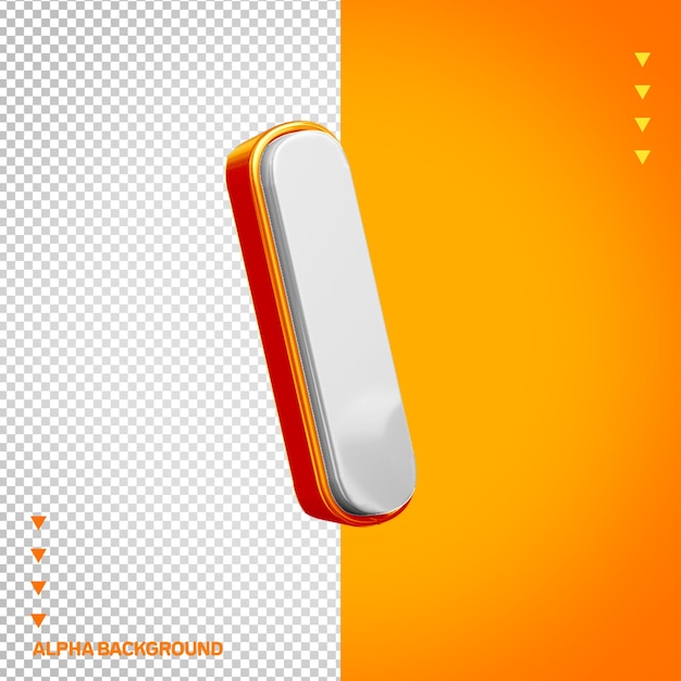 Alphabet 3D lettre I blanche avec orange