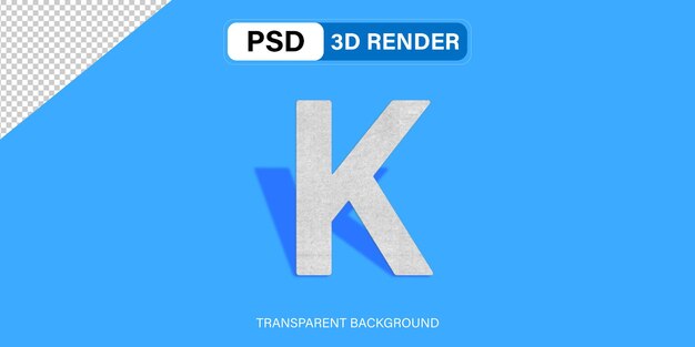 Alphabet 3D lettre K effet de pierre isolé sur un fond transparent