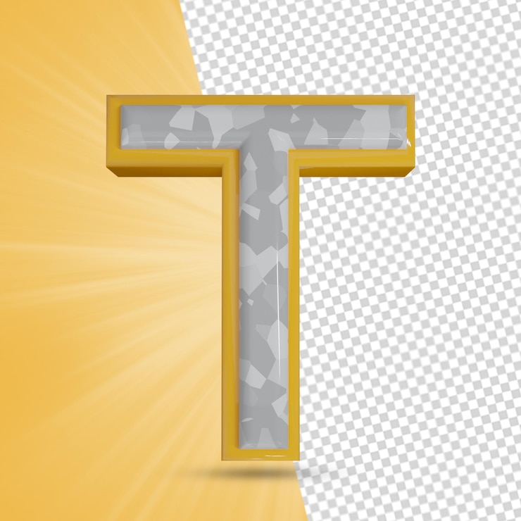 PSD alphabet 3d render buchstabe t