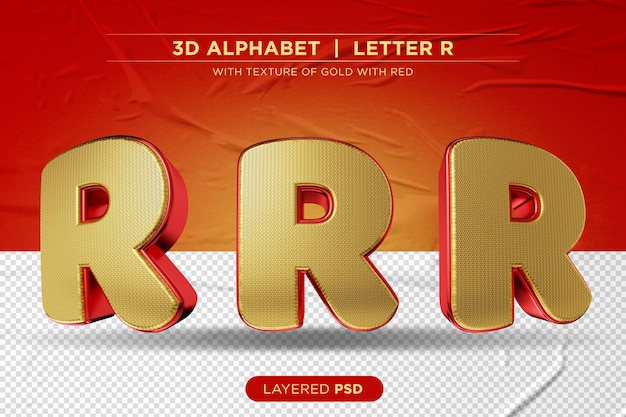 Alphabet 3d Rouge Avec La Lettre D'or R