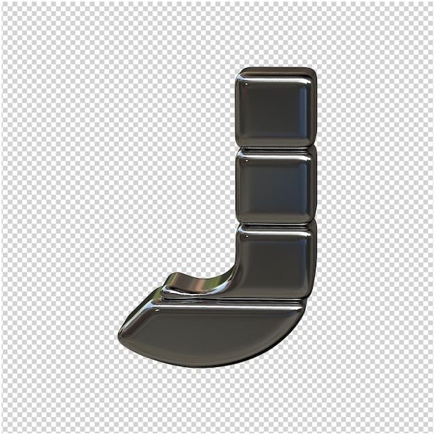 Alphabet aus Silberbarren. 3D-Buchstabe j