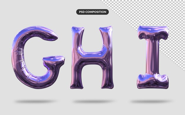 Alphabet-Ballons 3D-Rendering