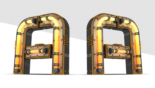 PSD alphabet en bois 3d avec effet néon