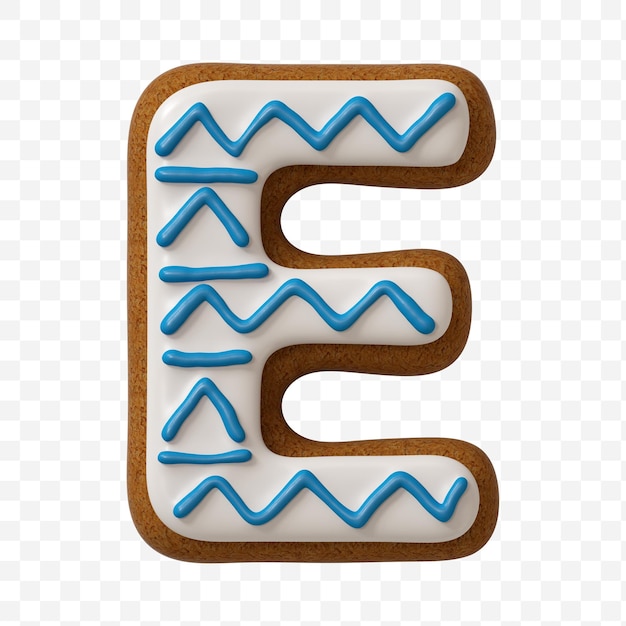 Alphabet Buchstabe e aus Farbe Lebkuchen isoliert