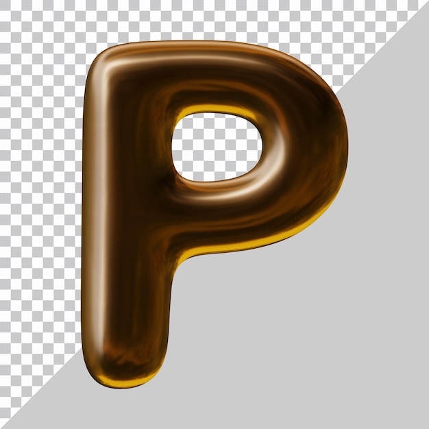 Alphabet buchstabe p design in 3d-rendering