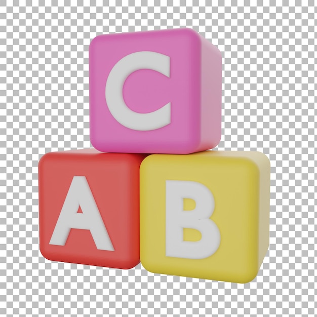 alphabet cube right view with transparent background