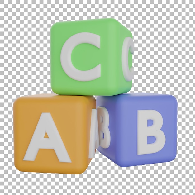 alphabet cube three left view with transparent background