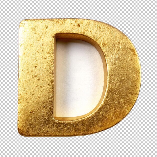 PSD alphabet doré d sur fond transparent