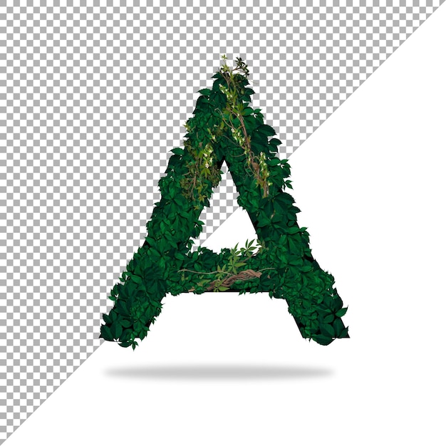 Alphabet Avec Effet Feuille 3d En Psd Avec Fond Transparent