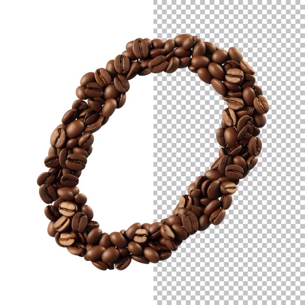 PSD l'alphabet d est fait de grains de café.