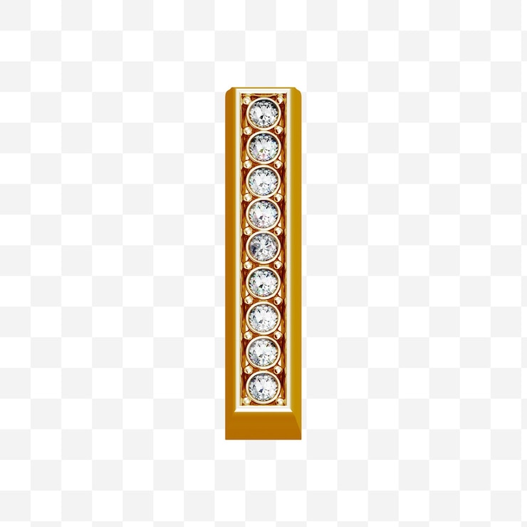 PSD alphabet letter i made of gold and diamonds isolated