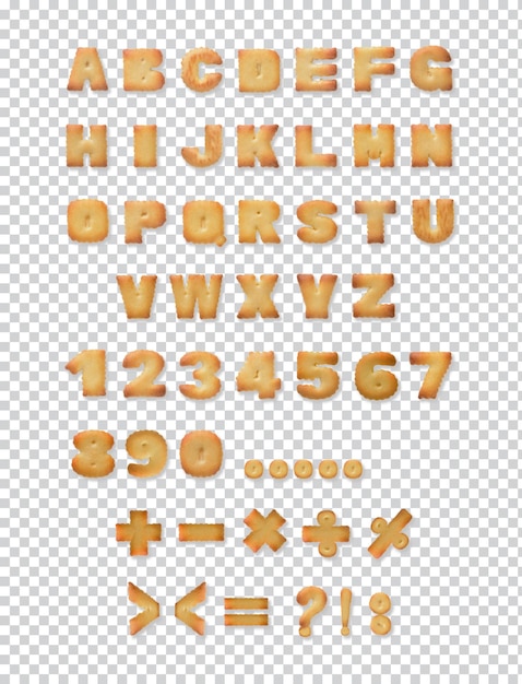 Alphabet Lettre Cookie Isolé PSD Premium