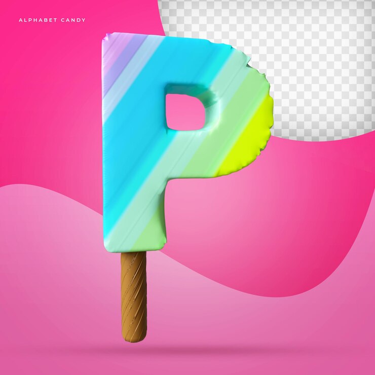 PSD alphabet lollipop 3d render premium