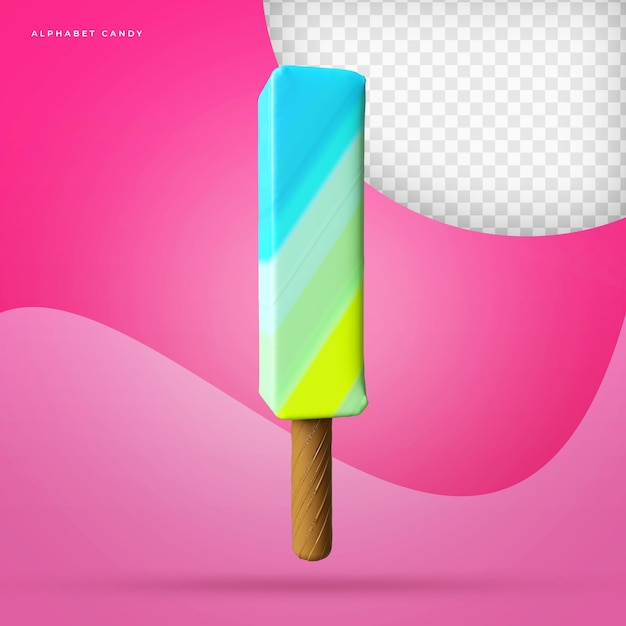 PSD alphabet lollipop 3d render premium