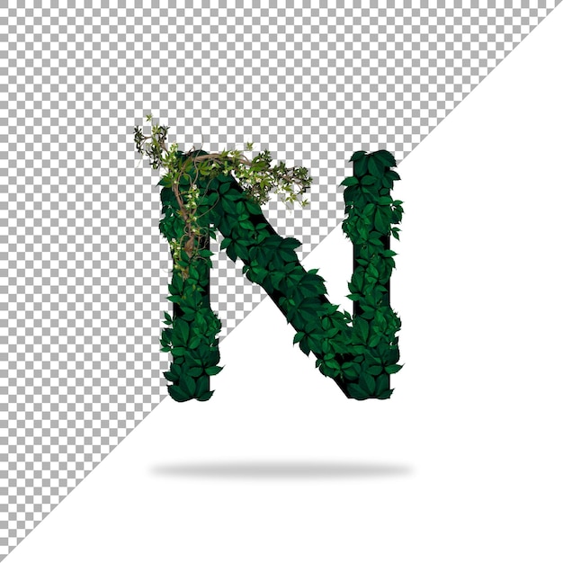 Alphabet N Avec Effet De Feuille 3d En Psd Avec Fond Transparent