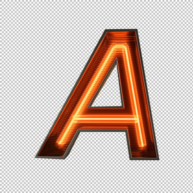 Alphabet néon sur fond transparent