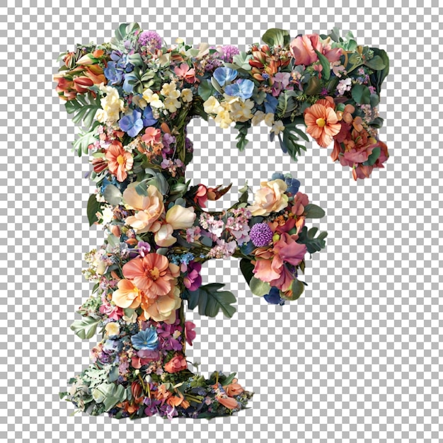 L'alphabet Png F dans le style floral isolé sur un fond transparent pour des conceptions inspirées de la nature Marquage élégant ou applications de typographie saisonnière