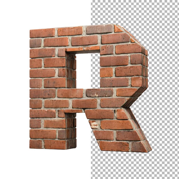 PSD l'alphabet r fait de mur de briques