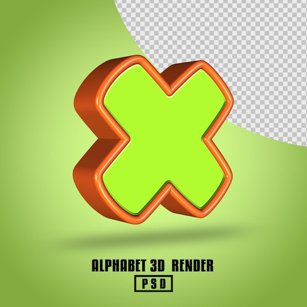 PSD alphabet de rendu 3d couleur vert clair et orange