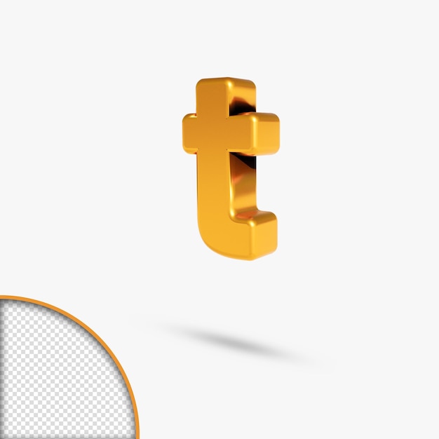 alphabet de rendu 3d métallique doré