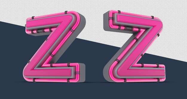 PSD alphabet rose 3d avec néon