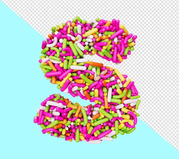 Alphabet S aus bunten Streuseln Buchstabe S Regenbogenstreusel 3D-Illustration