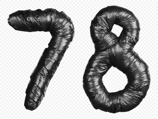 Alphabet De Sac Poubelle Noir Numéros 7 Et 8 Isolés