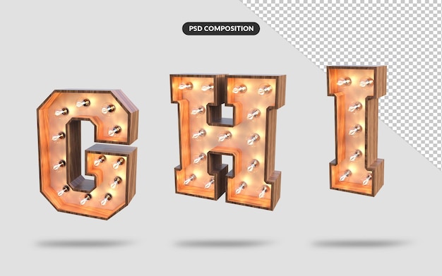 Alphabet De Style Lumières Rendu 3d Psd Premium