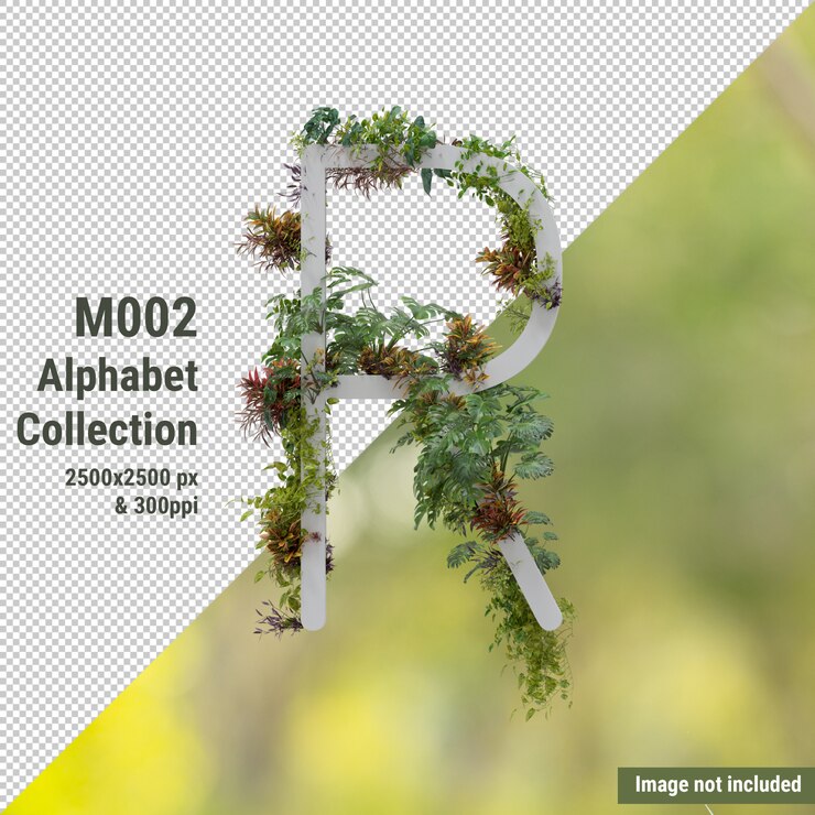 PSD alphabet vertical d'arbre de jardin rouge
