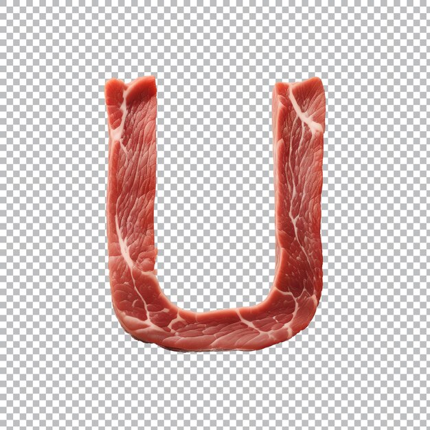 PSD alphabet de viande crue sur fond transparent