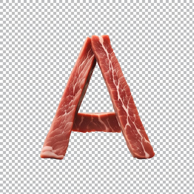 PSD alphabet de viande crue sur fond transparent