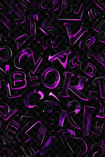 PSD un alphabet violet et violet avec les lettres o et y en violet