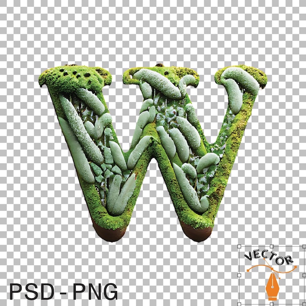 Alphabets de polices vertes élégantes A à Z Collection d'images et de polices PNG