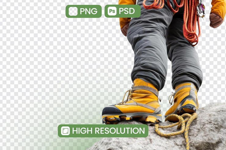 PSD alpinistas com botas robustas agarrando com segurança rocha áspera imagens png e psd de alta resolução disponíveis para download tema de aventura conquistar terreno desafiador com confiança e perseverança